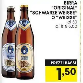 Pam BIRRA "ORIGINAL" "SCHWARZE WEISSE" O "WEISSE" 50 cl offerta