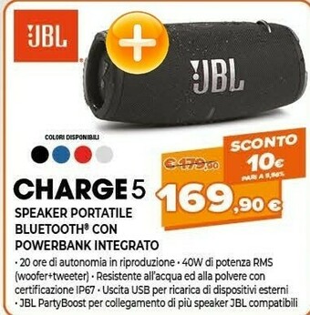 Expert Jbl Charge 5 Speaker Portatile Bluetooth offerta