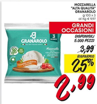 Pam MOZZARELLA "ALTA QUALITÀ" GRANAROLO g 100 x 3 offerta