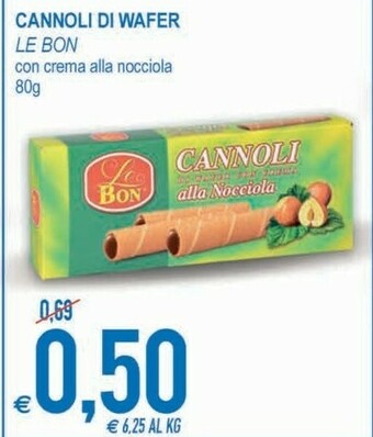 MD Discount Le Bon - Cannoli Di Wafer Con Crema Alla Nocciola 80 G(ml) offerta