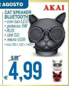 MD Discount Akai Cat Speaker Bluetooth offerta