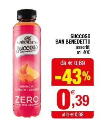 Iperal San Benedetto Succoso Arancia Carota Limone 400 G(ml) offerta