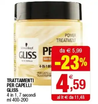 Iperal Schwarzkopf Trattamenti Per Capelli Gliss offerta