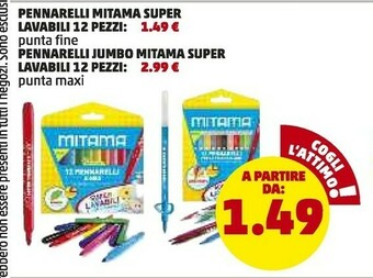 PENNY Mitama Pennarelli Super Lavabili 12 Pezzi offerta