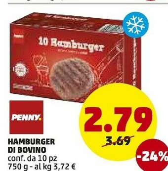 PENNY Penny Hamburger Di Bovino 750g offerta