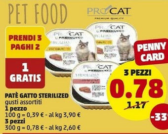 PENNY Pate Gatto Sterilized offerta