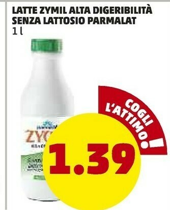 PENNY Parmalat Zymil Latte Intero Alta Digeribilità Senza Lattosio UHT 1000 G(ml) offerta
