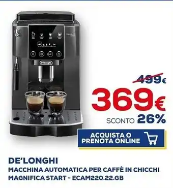 Euronics De longhi macchina automatica per caffè in chicchi magnifica start- ecam220.22gb offerta