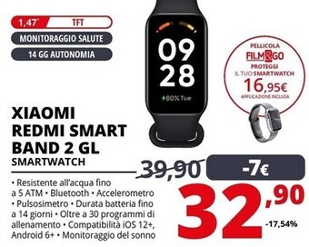 Comet Xiaomi redmi smart band 2 gl smartwatch offerta