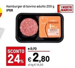 Iper La Grande Iper hamburger di bovino adulto offerta