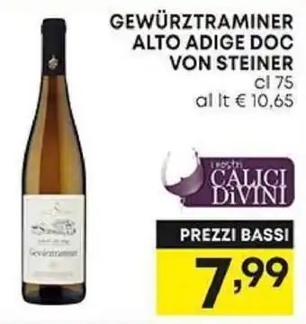 Pam GEWÜRZTRAMINER ALTO ADIGE DOC VON STEINER cl 75 offerta