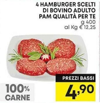 Pam 4 HAMBURGER SCELTI DI BOVINO ADULTO PAM QUALITÀ PER TE g 400 offerta