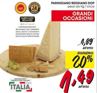 Pam PARMIGIANO REGGIANO DOP pezzi da Kg 1 circa offerta