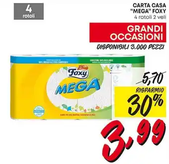 Pam CARTA CASA "MEGA" FOXY 4 rotoli 2 veli offerta