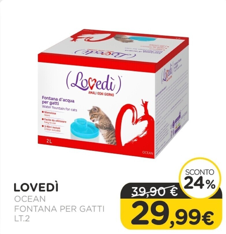 Arcaplanet Lovedi ocean / fontana per gatti /lt.2 offerta
