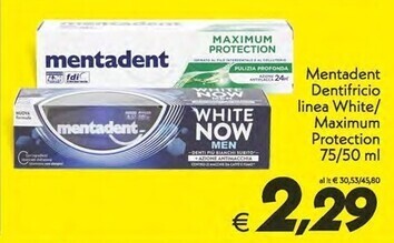 Iper Super Conveniente Mentadent dentifricio linea white offerta