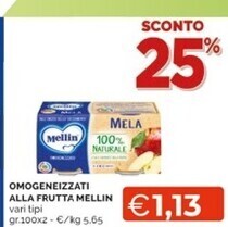 Mercatò Mellin omogeneizzati alla frutta offerta