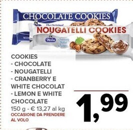 Todis Merba - cookies -chocolate -nougatelli -cranberry e white chocolat -lemon e white chocolate offerta