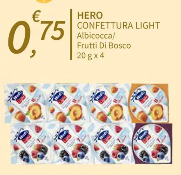 SpeSì HERO CONFETTURA LIGHT Albicocca/ Frutti Di Bosco 20 g x 4 offerta