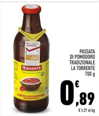 Conad PASSATA DI POMODORO TRADIZIONALE LA TORRENTE 700 g offerta