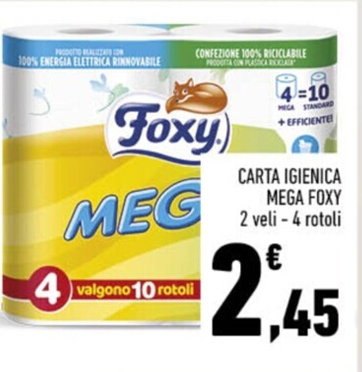 Conad CARTA IGIENICA MEGA FOXY 2 veli - 4 rotoli offerta