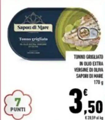 Conad TONNO GRIGLIATO IN OLIO EXTRA VERGINE DI OLIVA SAPORI DI MARE 170 g offerta