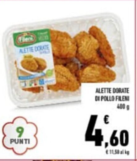 Conad ALETTE DORATE DI POLLO FILENI 400 g offerta