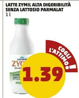 PENNY Parmalat Zymil Latte Intero Alta Digeribilità Senza Lattosio UHT 1000 G(ml) offerta