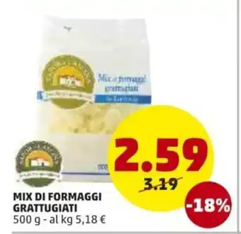PENNY Mix di Formaggi Grattugiati 500g offerta