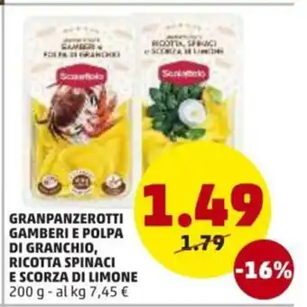 PENNY Granpanzerotti Gamberi e Polpa di Granchio, Ricotta Spinaci e Scorza di Limone 200g offerta