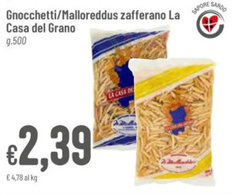 Pan Gnocchetti/Malloreddus zafferano La Casa del Grano g.500 offerta