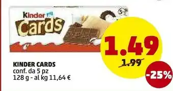 PENNY Ferrero Kinder Cards 128 G(ml) offerta