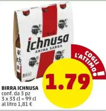 PENNY Ichnusa Birra 33cl. x 3 offerta