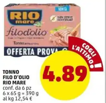 PENNY Rio Mare Filo D' Olio Tonno 6 pz 65gx6 offerta