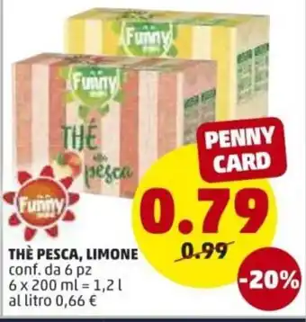 PENNY Funny Thè Pesca, Limone 6pz. 200ml offerta