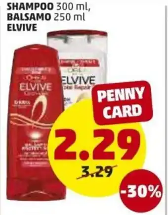 PENNY L'Oreal Elvive Shampoo 300ml/Balsamo 250ml offerta