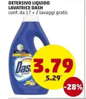 PENNY Dash Lavatrice Detersivo Liquido 17+2 lavaggi gratis offerta