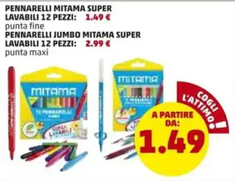 PENNY Mitama Super Lavabili Pennarelli 12 pezzi offerta