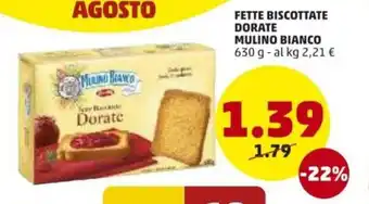 PENNY Mulino Bianco Fette Bisocttate Dorate 630g offerta