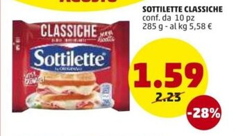 PENNY Sottilette Classiche 10pz. 285g. offerta