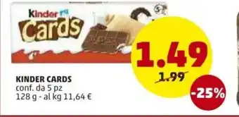 PENNY Kinder Cards 5pz. 128g offerta