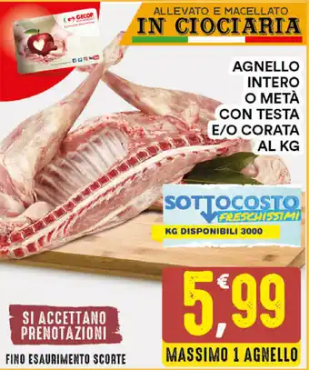 Gecop Agnello Intero o Metà con Testa E/O Corata al kg offerta