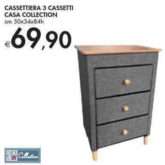 Bennet CASSETTIERA 3 CASSETTI CASA COLLECTION cm 50x34x84h offerta