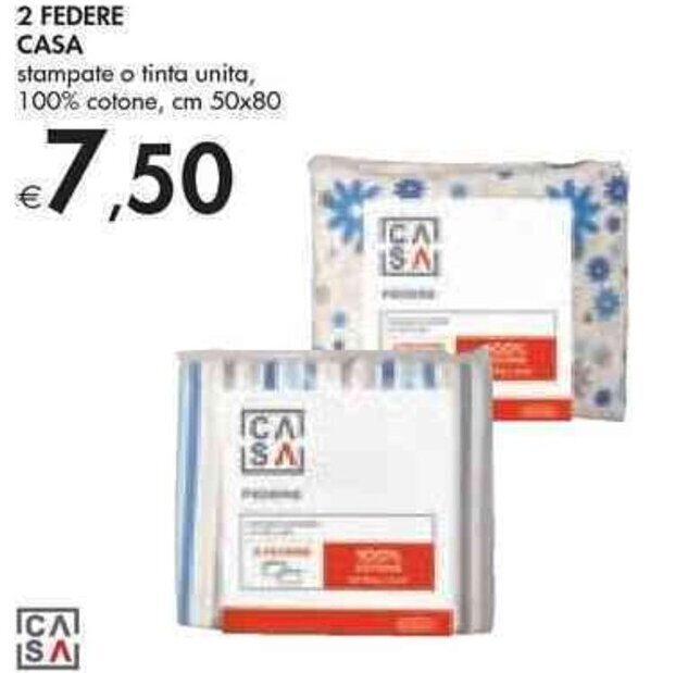 Bennet 2 FEDERE CASA stampate o tinta unita, 100% cotone, cm 50x80 offerta