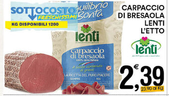 Gecop Lenti Carpaccio di Bresaola l'etto offerta