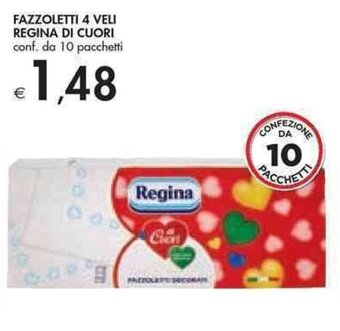 FAZZOLETTI 4 VELI REGINA DI CUORI conf. da 10 pacchetti