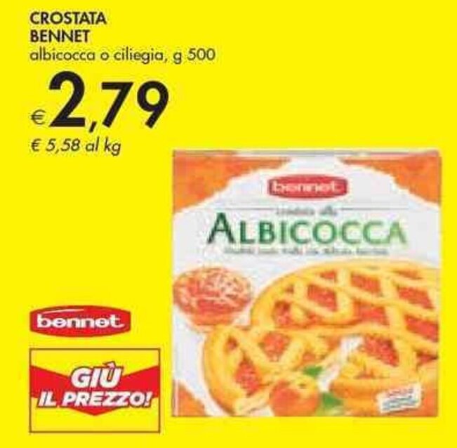 Bennet CROSTATA BENNET albicocca o ciliegia, g 500 offerta