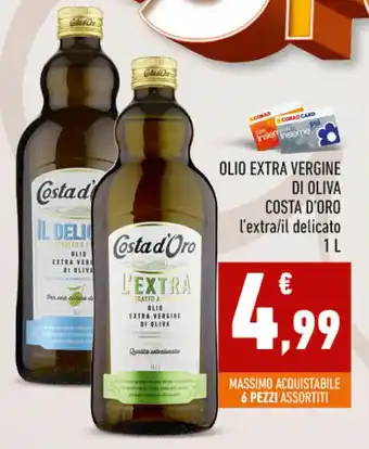 Conad City OLIO EXTRA VERGINE DI OLIVA COSTA D'ORO l'extra/il delicato 1L offerta