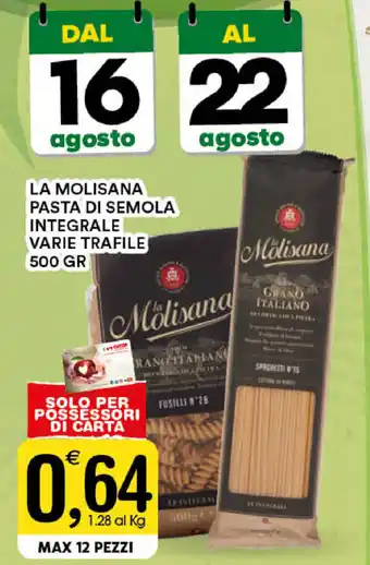 Gecop La Molisana Pasta di Semola Integrale Varie Trafile 500gr offerta