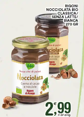 Gecop Rigoni Nocciolata Bio Classico/Senza Latte/Bianca 270gr offerta